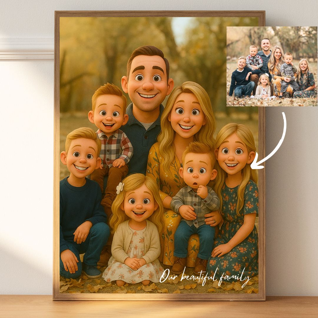 Custom Cartoon Wedding Portrait from Photo – Personalized Bride & Groom Art