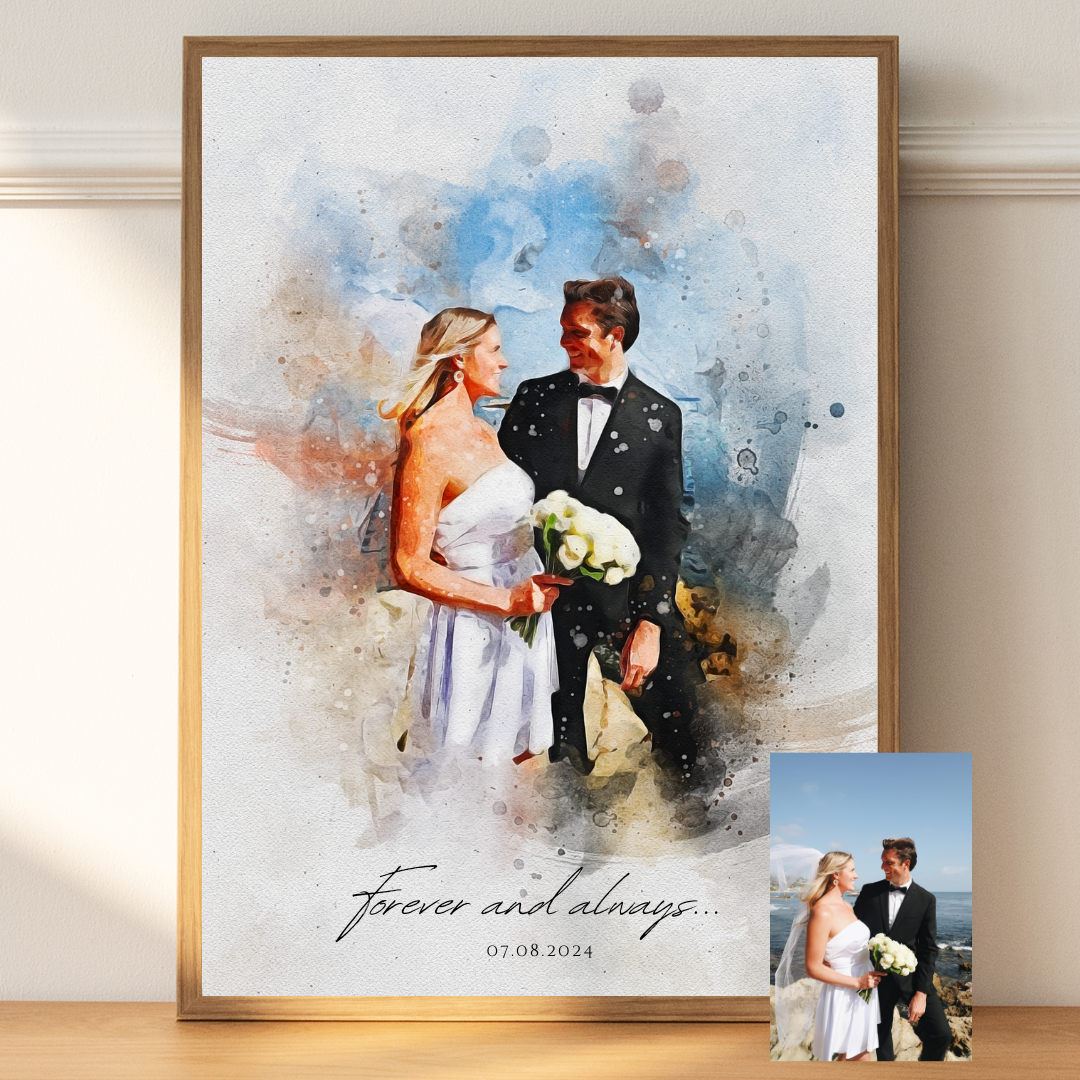 Custom Watercolor Couple Portrait | Personalized Wedding Anniversary Gift | The Artxo