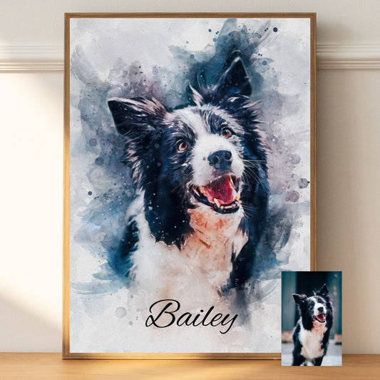 Personalized cat pet portrait printed on canvas