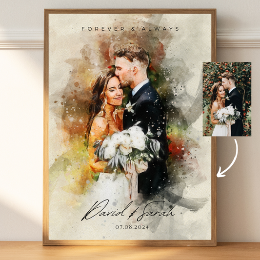 Personalized couple portrait from photo – canvas wall art