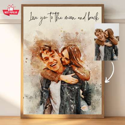 Custom Couple Watercolor Portrait from Photo – Anniversary Gift