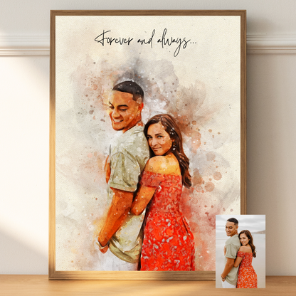 Custom Couple Watercolor Portrait from Photo – Anniversary Gift