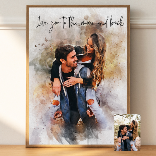 Custom Couple Watercolor Portrait from Photo – Anniversary Gift