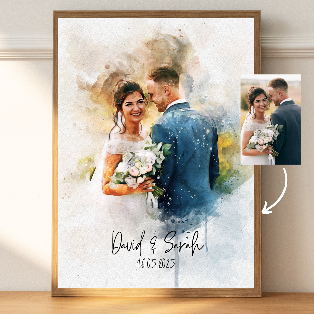 Custom Couple Watercolor Portrait from Photo – Anniversary Gift