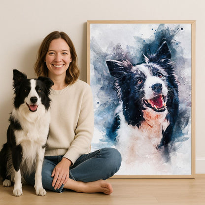 Custom Pet Portrait Painting - Watercolor Dog Portrait from Your Photo