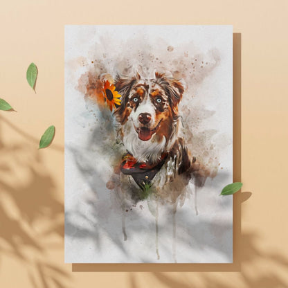 Custom Pet Portrait Painting - Watercolor Dog Portrait from Your Photo