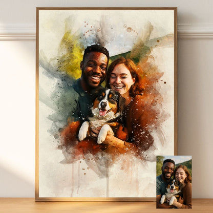 Custom Pet Portrait Painting - Watercolor Dog Portrait from Your Photo
