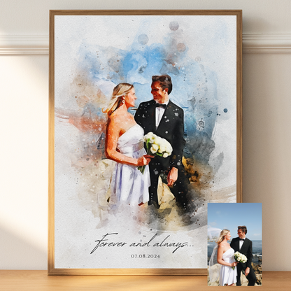 Custom Watercolor Couple Portrait | Personalized Wedding Anniversary Gift | The Artxo