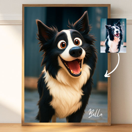 Customized animated couple art print in Pixar design