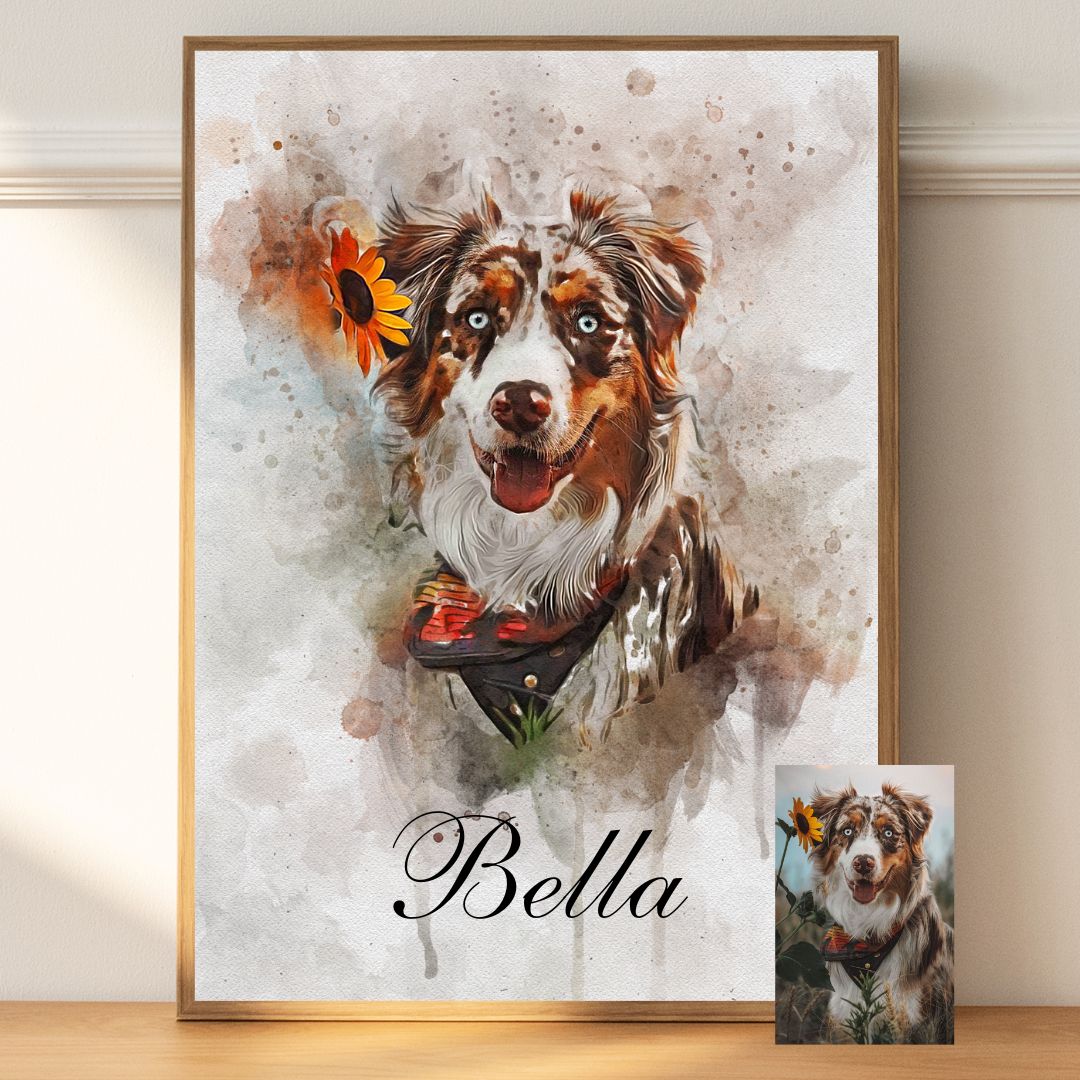 Custom animal portrait in vibrant watercolor art