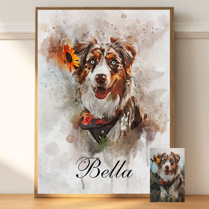 Custom animal portrait in vibrant watercolor art