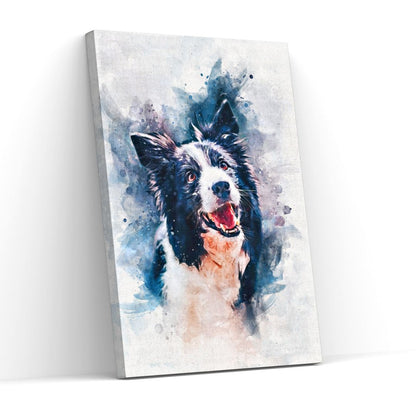 Digitally-painted pet portrait in watercolor capturing a dog’s details
