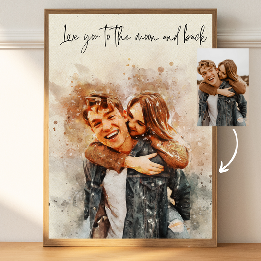 Example of watercolor portrait from photo – anniversary gift idea