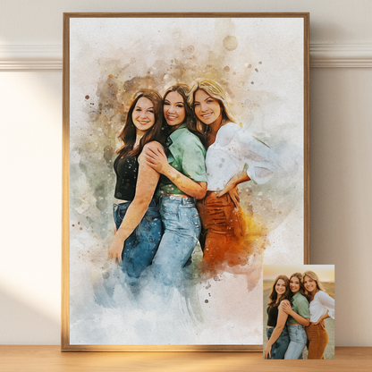Gift-ready canvas portrait with romantic packaging