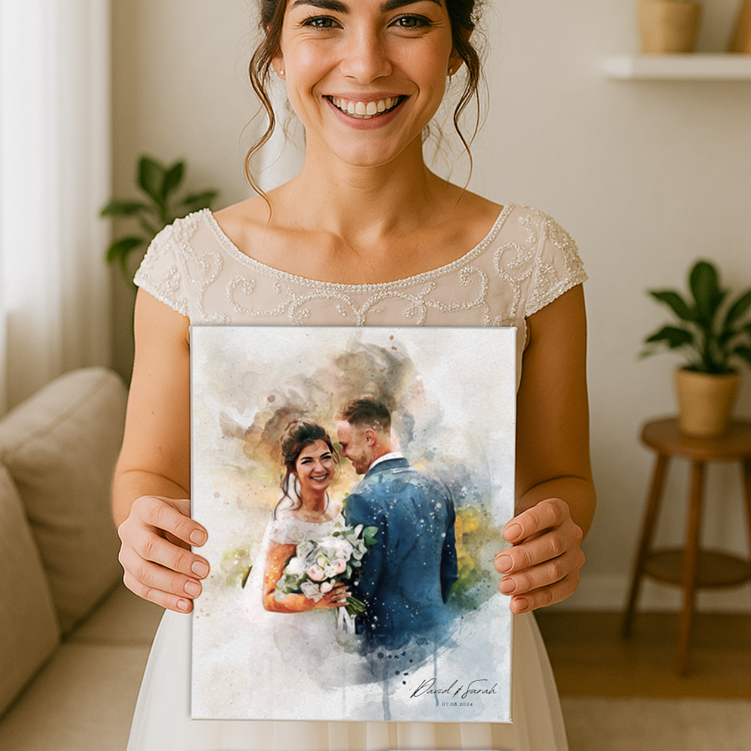 Personalized couple portrait from photo – canvas wall art