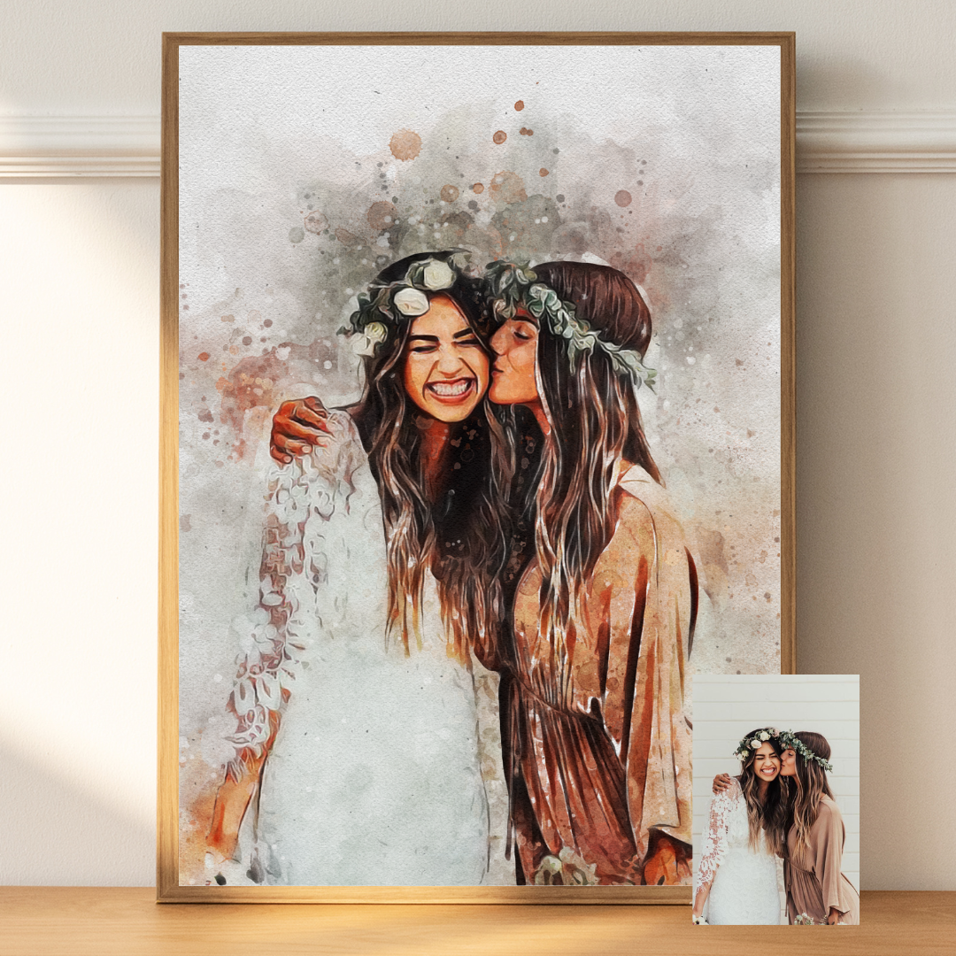 Unique anniversary present – watercolor-style canvas art